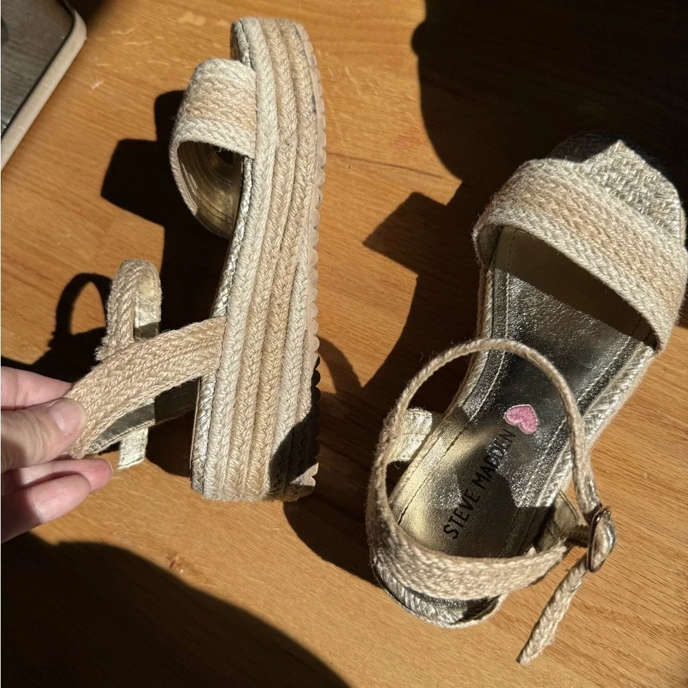 Steve Madden JCLEO-M Girls Gold‎ Espadrille Platform Sandals Size 2